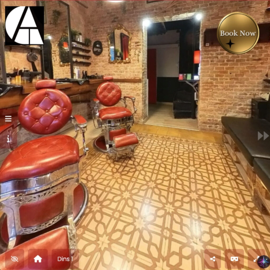 BVR360º virtual tour example of a barber shop in Barcelona